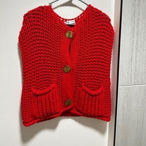 Zara Red Chunky Knit Vest